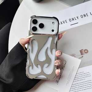 Fundas de lujo de TPU con patrón de llama y galvanoplastia plateada para iPhone 17, 16, 15, 14, 13, 12, 11 Pro Max, 17 Air, con función de refrigeración - Product Image 2