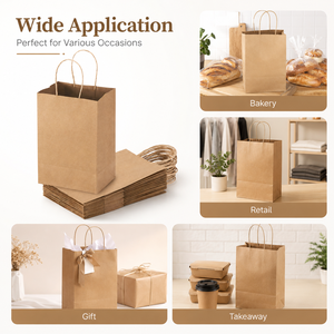 Eco-Friendly Reusable Kraft Paper Shopping Bags with Twisted Handles Self-Erecting Boxes for Business & Shopping Use Recyclable - Product Image 6
