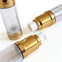Botella de Lujo con Bomba Airless en Dorado Mate, Envase Cosmético de Plástico Recargable para Suero, Crema Facial, Viajes
