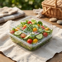 Conteneur alimentaire jetable en plastique PET à clapet avec couvercle à fermeture sécurisée pour salades de fruits, sushis, mini-burgers – Utilisation polyvalente à emporter
