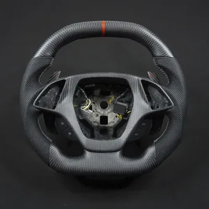 Volante Deportivo de Fibra de Carbono Forjado de 3 Brazos con LED, Compatible con <span class=keywords><strong>Chevrolet</strong></span> Corvette <span class=keywords><strong>Camaro</strong></span> C7 para ZR1 S7 SS <span class=keywords><strong>ZL1</strong></span> 2014-2019 RPM - Product Image 3