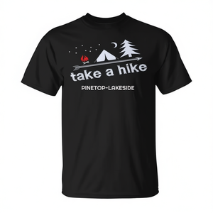 Take A Hike Pinetop Lakeside Az T-shirt unisexe à manches courtes et col rond, design de camping en plein air - Product Image 2