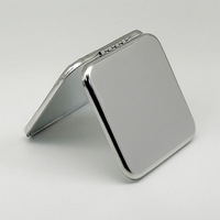 Miroir de maquillage portable pliable compact à double face en acier inoxydable incassable personnalisé