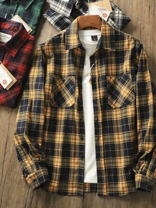 Chemise à manches longues pour homme en fibre de vinaigre, style rétro américain à carreaux, tendance urbaine, jeune, élégante, polyvalente, respirante et infroissable - Product Image 1