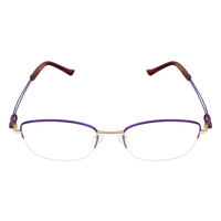 Monturas de Gafas de Titanio IP en Dos Tonos, Morado y Dorado, Modernas, Minimalistas, de Media Montura, Estilo de Diseñador, a la Moda