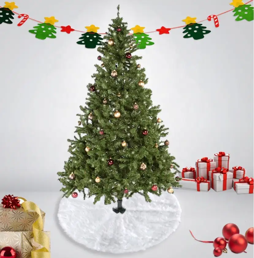 YB卸売屋外クリスマス装飾用品-古いキッズギフト高級装飾品毛皮ホワイトベルベットクリスマスツリースカート