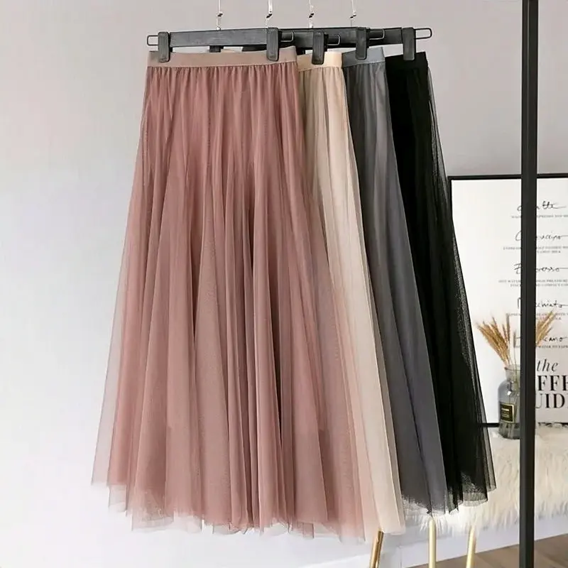 Eo Cao Phụ Nữ Gạc Tutu Váy Lưới 3 Lớp Thanh Lịch Bóng Gown Dress Phụ Nữ Mới Rắn Mùa Xuân Mùa Thu Maxi Váy