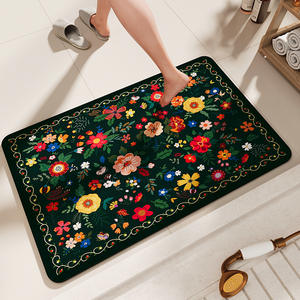 Alfombra de baño floral rectangular de tierra de diatomeas absorbente y antideslizante para baño - Product Image 5
