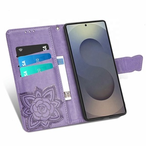 Custodia a Portafoglio per <span class=keywords><strong>Samsung</strong></span> S26 Ultra S25 con Porta Carte di Credito, in Pelle PU Goffrata a Farfalla e Cinturino da Polso - Product Image 4