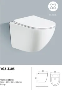 Medyag Wall Hung Toilet Bidet Bathroom Accessories Ceramic Sanitary Ware WC Rimless Gravity Flushing Toilets