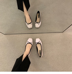Chaussures plates de ballerine élégantes personnalisées XINZI RAIN pour l'été, en satin et cuir, à bout carré, pour femmes, vente en gros - Product Image 5