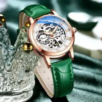 Montre automatique mécanique pour femme CHENXI 8831, squelette, bracelet en cuir, étanche, montre-bracelet pour femme