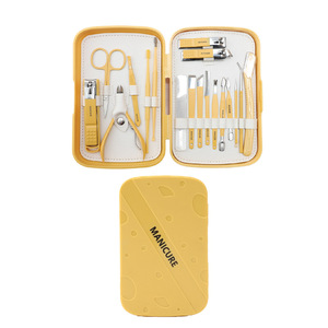 18-piece nail clipper set in a cheese <b>box</b>, complete set of manicure and nail care <b>tools</b> for home use, storage - Product Image 3