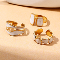 Plaqué or Chunky réglable empilable doigt bague Pack ouvert gouttes-peinture finition nacrée feuille bague bijoux cadeau pour les femmes
