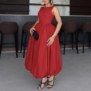 เดรสแฟชั่นฤดูร้อนสำหรับผู้หญิง ทรงพลีท คอวี แขนกุด เปิดหลัง สไตล์ลำลองสุดฮอต - Product Image 2