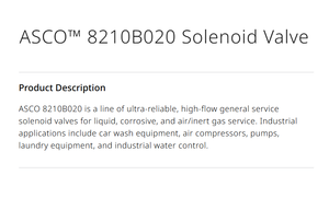 วาล์วทองเหลืองขนาดกะทัดรัด Emerson-ASCO รุ่น 8210B020 สำหรับควบคุมอากาศ น้ำ และก๊าซอินเตอร์ต ขนาดพอร์ต 1 นิ้ว แบบ 2 ทาง 2/2 N/C/N/O รับประกัน 3 ปี - Product Image 6