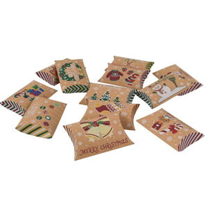 Boîte <span class=keywords><strong>d</strong></span>'oreiller en papier kraft de Noël personnalisée petites boîtes de papier cadeau, boîtes de faveur de bonbons - Product Image 5