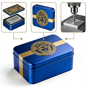 Boîte de rangement en métal personnalisée avec logo emblème personnalisé pour emballage cadeau - Product Image 4