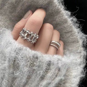 Anillo geométrico de plata de ley S925 para mujer, ajustable, para el dedo índice, joyería de uso diario - Product Image 1