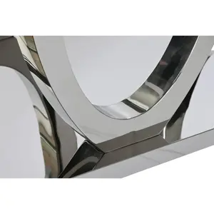 Table à manger en verre trempé et acier 160x90x76cm - Product Image 3