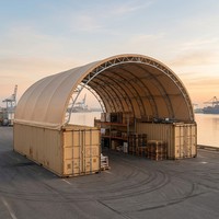 Abri Conteneur Personnalisé à Grande Portée en Acier, Sans Fondation, Résistant au Vent, avec Toit Double en PVC 900g, pour Logistique Portuaire, Stockage de Marchandises et Villa
