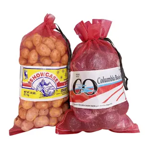 25kg 50lb Custom Onion Sack Potato Seafood Vegetable Firewood PP Leno Mesh Bag With Label