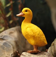 Statue de petit canard jaune en résine personnalisée pour la décoration de jardin, étang, adorable petite figurine de canard