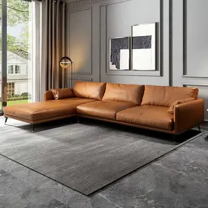 Sofa Modern Lapis Kain Lembut, Set Sofa Kulit Bentuk L, Kursi Tamu Nyaman untuk Ruang Tamu