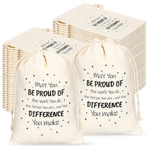 Calico Gracias Bolsas de regalo Cordón de algodón Equipo Bolsas de regalo para el aniversario del <span class=keywords><strong>empleo</strong></span> - Product Image 1