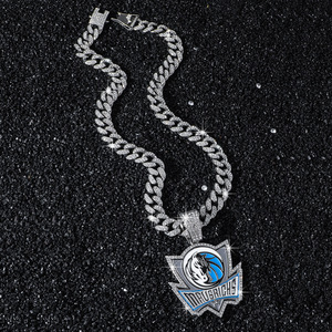 Hot Selling Personalized <b>Basketball</b> Team Logo Geometric Pendant Necklace Hiphop Men's Alloy Necklaces Fashion Jewelry Wholesale - Product Image 2