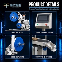 Machine d'étiquetage automatique pour livres, dossiers, boîtes, cartons, alimentation par convoyeur avec tête d'étiquetage réglable