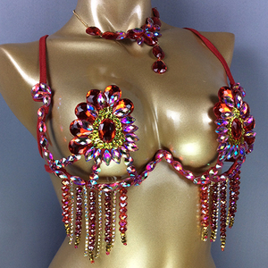 Reggicalze in filo metallico con perline per Samba, Carnevale, EDC, Rave, Passista, Pageant, Cabaret, Teatro di Broadway, Mardi Gras, Vegas, Performance da Showgirl - Product Image 1