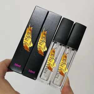 10ML custom LOGO private label logo black lipgloss tube luxury big applicator lip gloss wand tubes with boxes