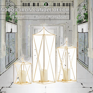 Lanterne décorative en fer sans flamme, hexagonale, géométrique, faite à la main, résistante à la chaleur, ornements de table de mariage, maison romantique - Product Image 2