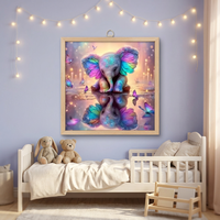 Kit de Peinture Diamant 5D Personnalisé pour Adultes Débutants, Motif Éléphant, Perles Rondes, 30x30CM, Toile DIY pour Art Diamant, Décoration Murale Maison, Cadeau