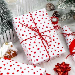Red Polka Dot Tissue <b>Paper</b> <b>Roll</b> 17 In X 16.4 Ft Single Side Coated Waterproof Gift <b>Wrap</b> for Crafting and Packaging - Product Image 6