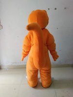 Costume de mascotte adulte en peluche unique bleu ciel, personnage animal dinosaure orange, pour fête d'Halloween