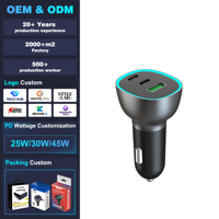 Cargador de Coche de 45.5W y 3 Puertos, 12-24V, Cargador Rápido USB-C PD de 30W, Adaptador USB-A QC 3.0 con Indicador LED para iPhone y Android (Resistente al Fuego)