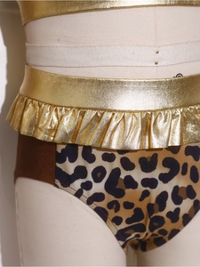 Girls Cave <b>Dance</b> <b>Costumes</b> Crop Top and Briefs Gold Trim Ruffle 2 Piece Sets Spandex Slim <b>for</b> Competition Custom - Product Image 4