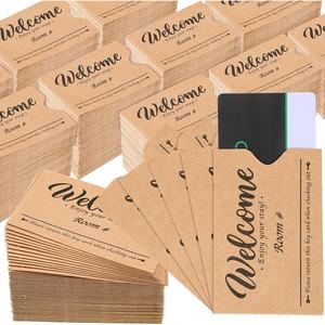 Sobres de Papel Kraft para Tarjetas de Hotel, Protectores de Tarjetas de Crédito, Fundas para Tarjetas de Regalo, Impresos con Mensaje de Bienvenida para Huéspedes - Product Image 1