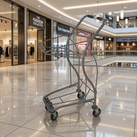 Carrito de Compras con Cesta, Estructura de Acero Resistente, Fácil de Empujar, con Recubrimiento de Zinc Antioxidante, Color Personalizado, para Tiendas Minoristas