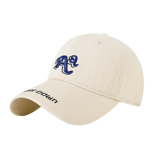 หมวกเบสบอลสีขาวพร้อมลายปัก RA สีน้ำเงิน หมวกกันแดดผ้าฝ้ายสำหรับทั้งชายและหญิง ใช้สำหรับเล่นกีฬากลางแจ้ง - Product Image 1