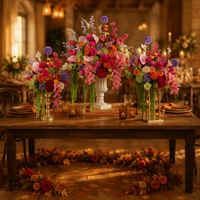 Bouquet de fleurs artificielles Phalaenopsis de haute qualité, style vintage, couleur bordeaux, toucher réaliste, pour centre de table de mariage ou événementiel