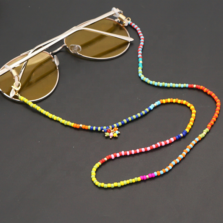 Новинка 2020, цепочка с подвеской в виде радужных очков, ожерелье для защиты от потери одежды, многослойный маленький браслет