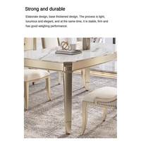 Prix de gros Mobilier pour restaurant et maison Nouveau design Carré personnalisé Blanc et or Ensemble table et chaises de salle à manger modernes en vente