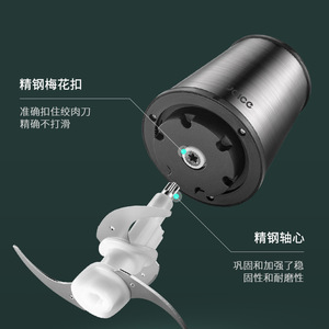 Picadora de carne eléctrica de 1.8L, procesador de alimentos de acero inoxidable con doble cuchilla para carne picada y verduras - Product Image 3
