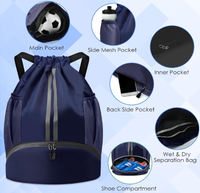 Sac à dos de sport extérieur personnalisé, durable, imperméable, écologique, tendance, avec fermeture à cordon et compartiment à chaussures en polyester