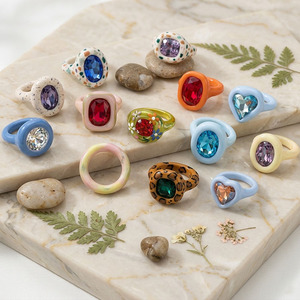 New Arrival Colorful Enamel leopard print Chunky <strong>diamond</strong> <strong>Rings</strong> for Women - Product Image 2