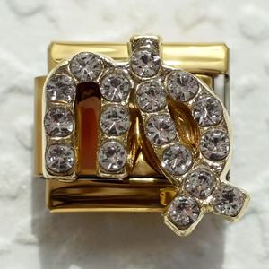 Pulsera de dijes del signo zodiacal italiano, dijes de signo con diamantes de imitación de 9 mm, chapados en oro y plata, modulares para joyería DIY para mujer - Product Image 3