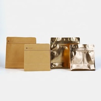 Sac d'emballage de café personnalisé mat brillant métallisé imprimé à fond plat Pochette debout avec fermeture éclair Valve zip-lock